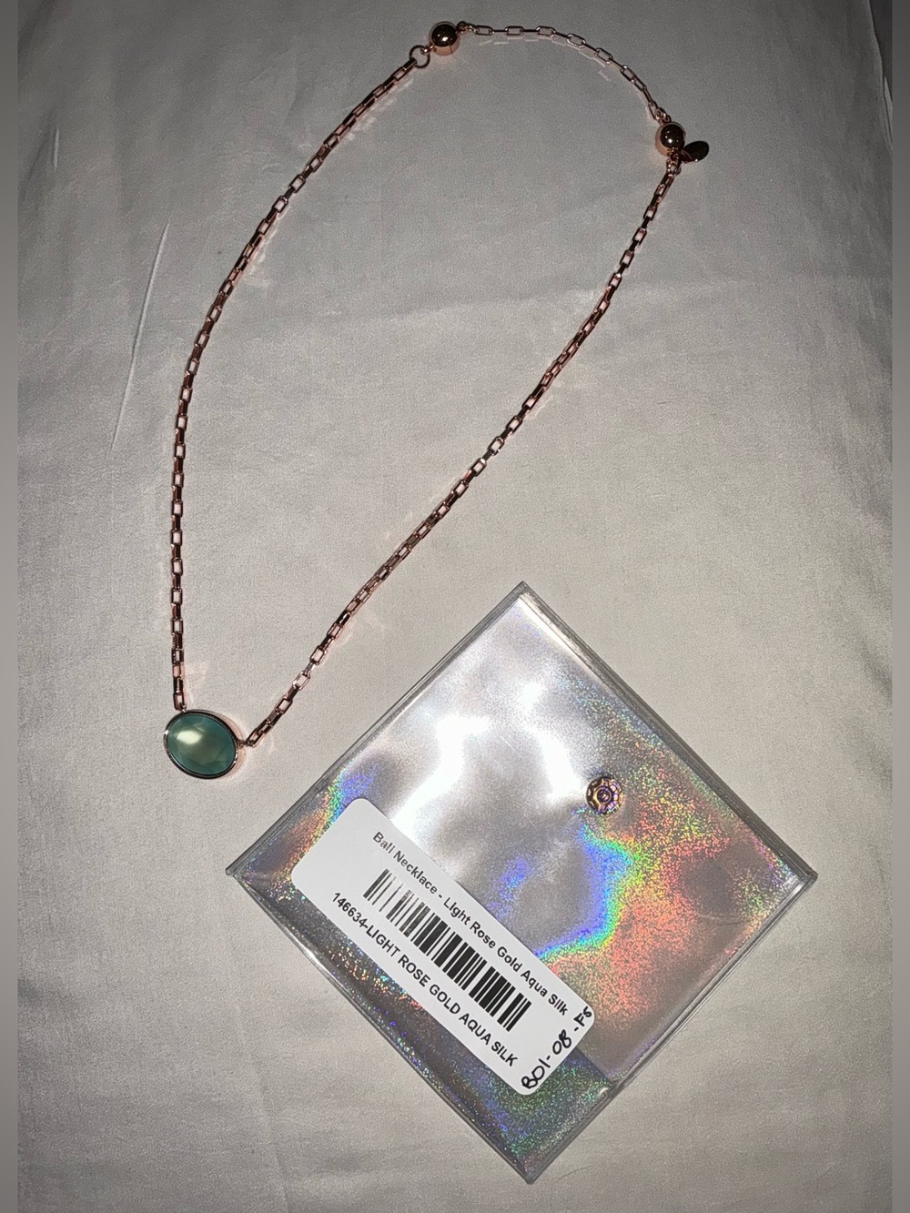 BAR Bali Necklace Aqua Silk Light Rose Gold